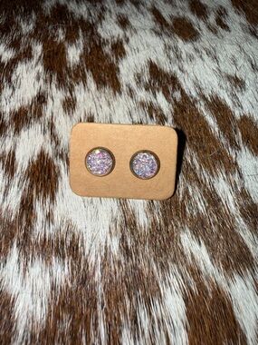 Purple Sparkle Studs with Silver Bases